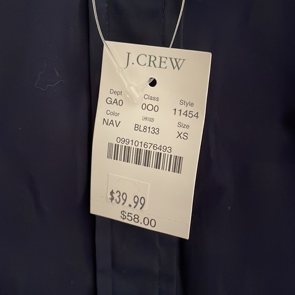 NWT JCrew Haberdashery Navy Button Down Shirt with 3/4 Length Sleeves - Picture 2 of 6